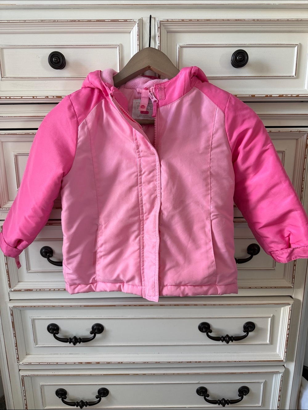 THE CHILDRENS PLACE GIRLS HOT PINK TWO TONE LINED WINTER JACKET SIZE 5T